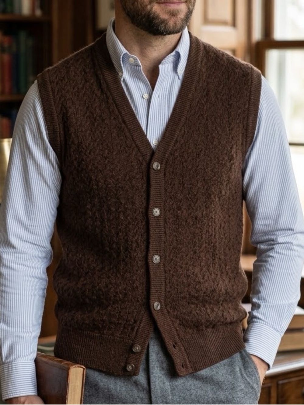 H. STOCKTON X ATLANTA Vintage Merino Wool Knit Waistcoat